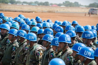 Nepaleses da Missão de Estabilização da ONU no Haiti (MINUSTAH) que chegaram em Juba para reforçar a componente militar da Missão da ONU no Sudão do Sul (UNMISS). Foto: ONU/Isaac Billy